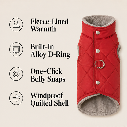 Pawthaven – Windproof Fleece-Lined Hooded Dog Coat with Harness Ring + 50% OFF features