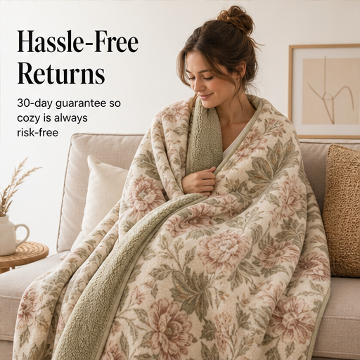 Blossette Home – Reversible Sherpa Floral Throw Blanket features