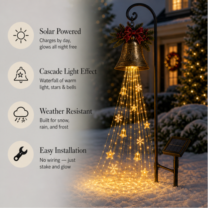 Hollowbrook – Solar Bronze Bell Cascade Christmas Yard Light + 50% OFF features