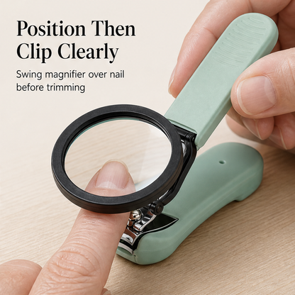 ClipLens – Magnifier Nail Clippers with Splash-Proof Catch Box + 1+1 FREE detail