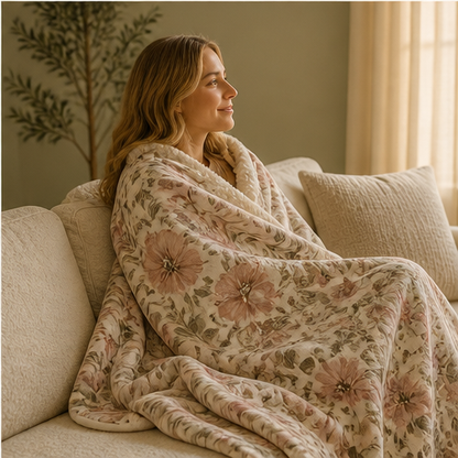 Blossette Home – Reversible Sherpa Floral Throw Blanket lifestyle