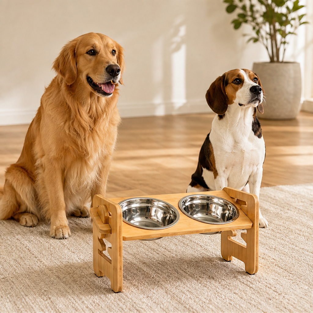 Elevora – Adjustable Height Bamboo Elevated Dog Feeder + 50% OFF lifestyle
