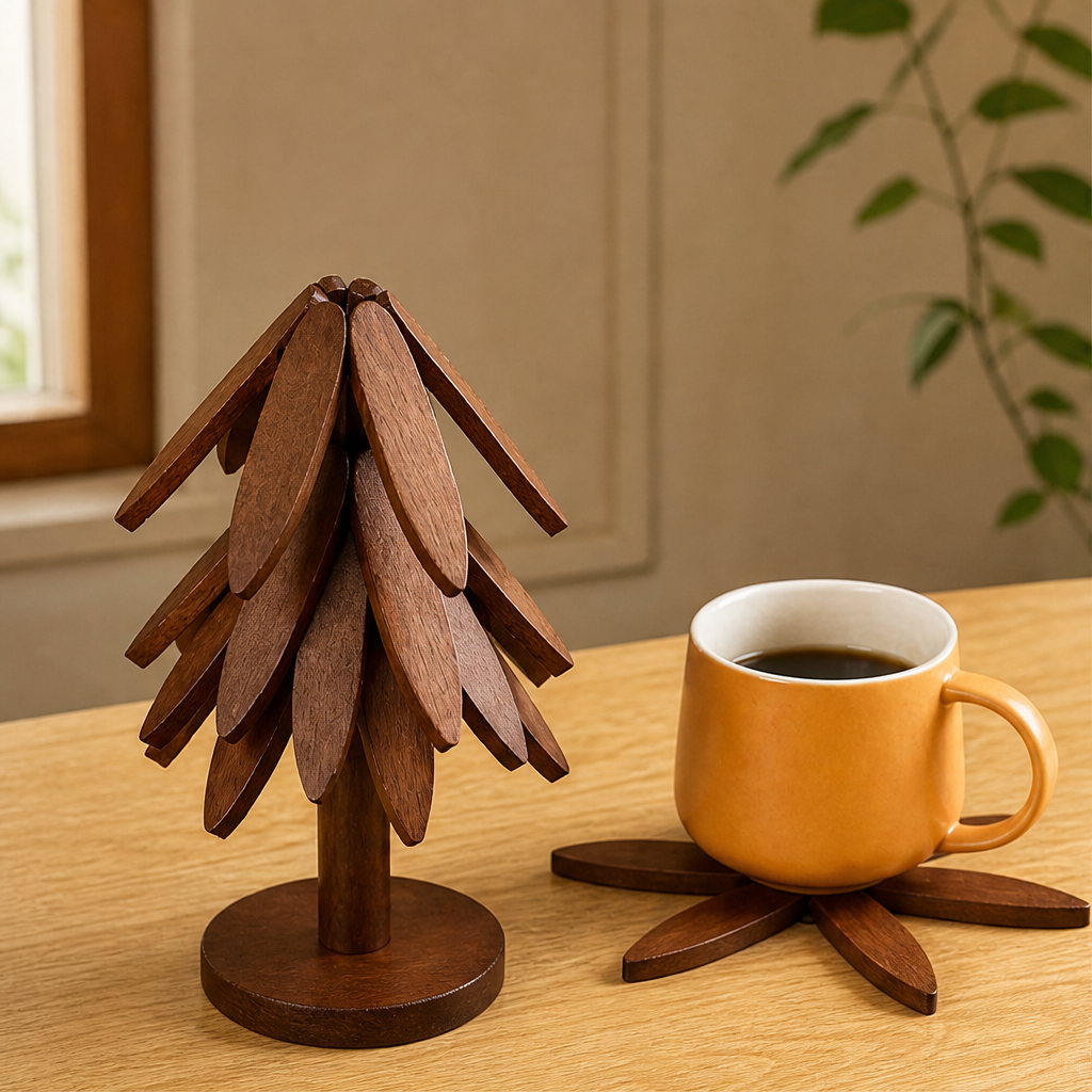Pinegrove – Foldable Tree Design Wooden Trivet Set of 4 + 50% OFF lifestyle