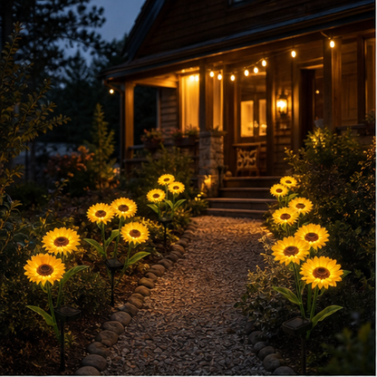 Sunhaven Bloom – Solar-Powered 3-Head Sunflower Stake Lights lifestyle