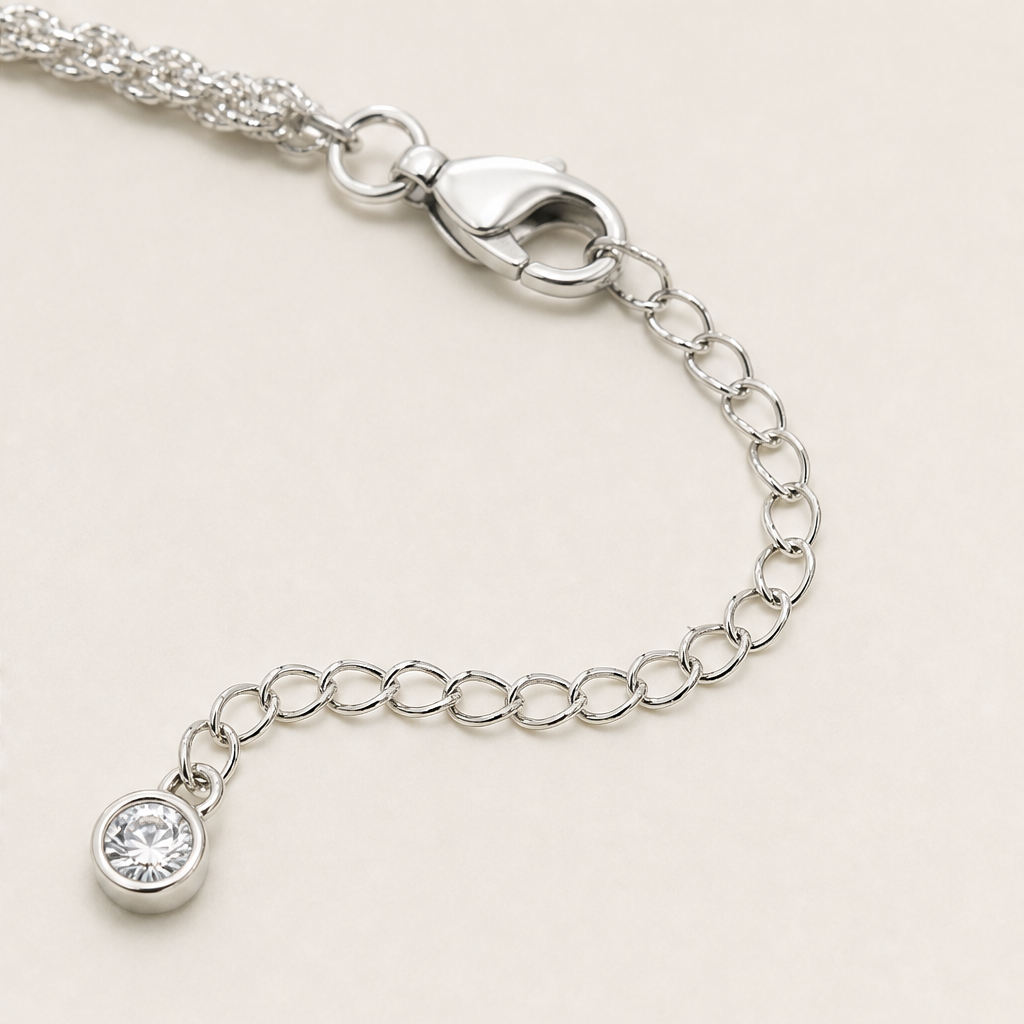 Sunclasp – Double-Layer Sparkle Chain Silver Ankle Bracelet + 1+1 FREE detail