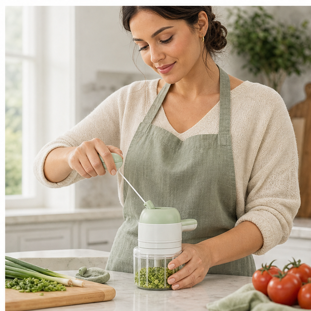 MinceWell – 4-in-1 Cordless Pull-Cord Vegetable Chopper Set + 50% OFF lifestyle