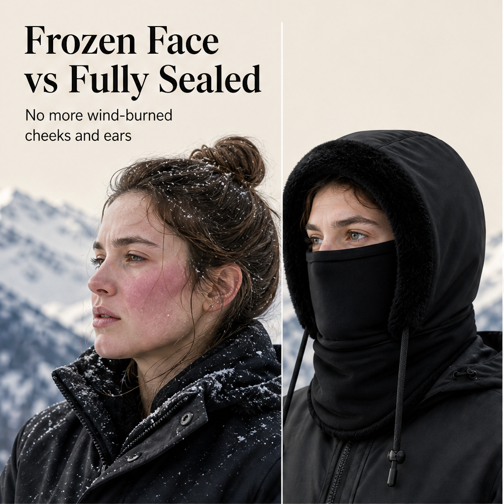 Hearthguard – Plush-Lined Thermal Hood with Built-In Face Mask + 50% OFF detail