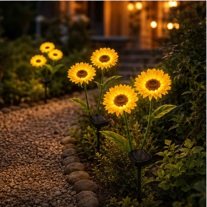 Sunhaven Bloom – Solar-Powered 3-Head Sunflower Stake Lights lifestyle