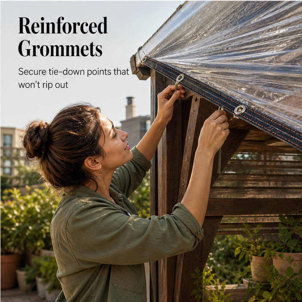 ClearGuard – Waterproof Transparent PE Tarp with Metal Grommets (2-Pack) + 50% OFF features