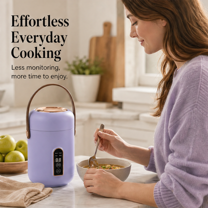 Simmerkin – Ceramic Liner Touch-Control Mini Stew Pot + 50% OFF features