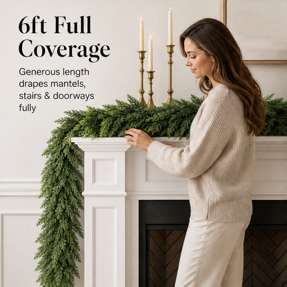 Cedarmere – Real Touch Full 6ft Artificial Cedar Garland + 50% OFF features