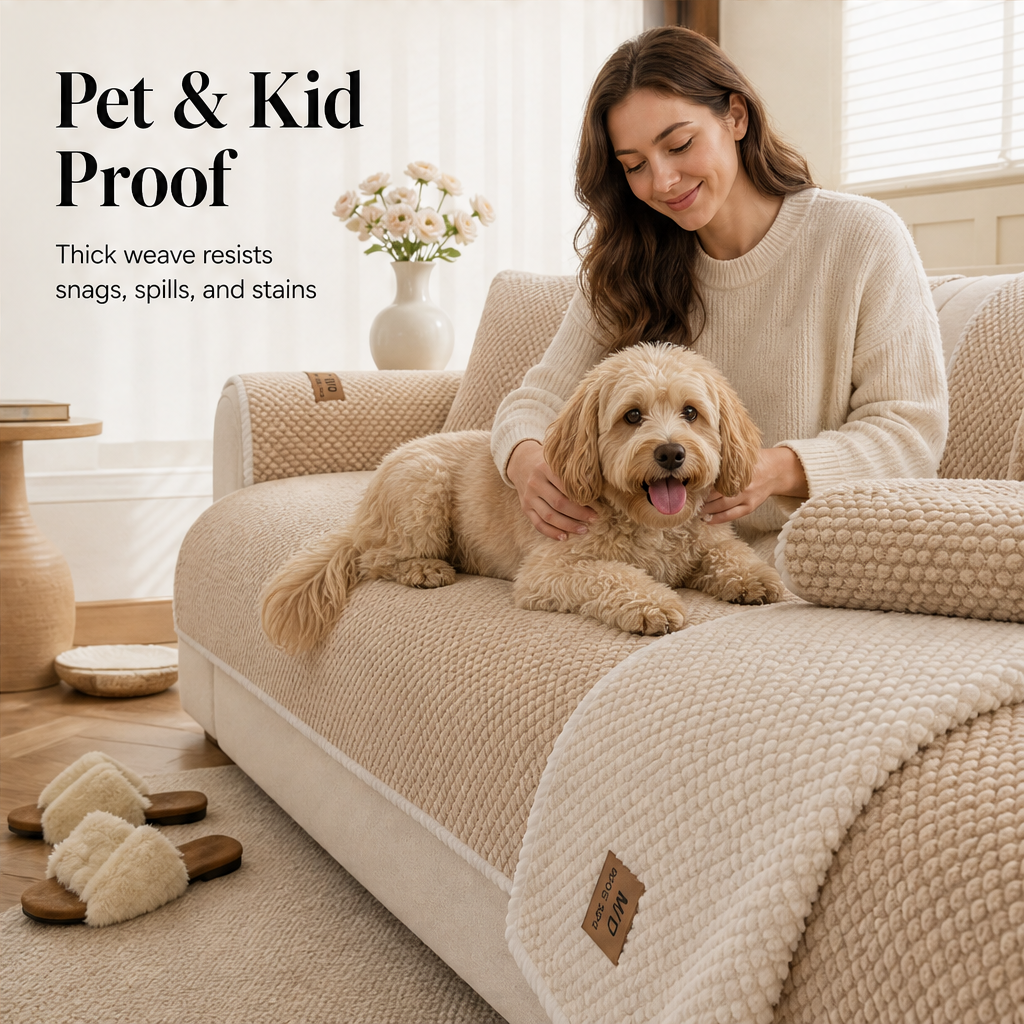 Snugbloom – Thick Bobble-Knit Non-Slip Removable Couch Cover + 50% OFF features