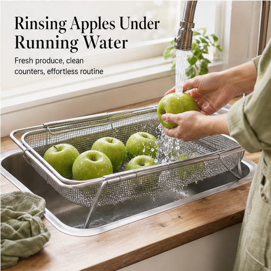 RailBasket – Expandable Stainless Steel Over Sink Dish Drying Rack + 50% OFF features
