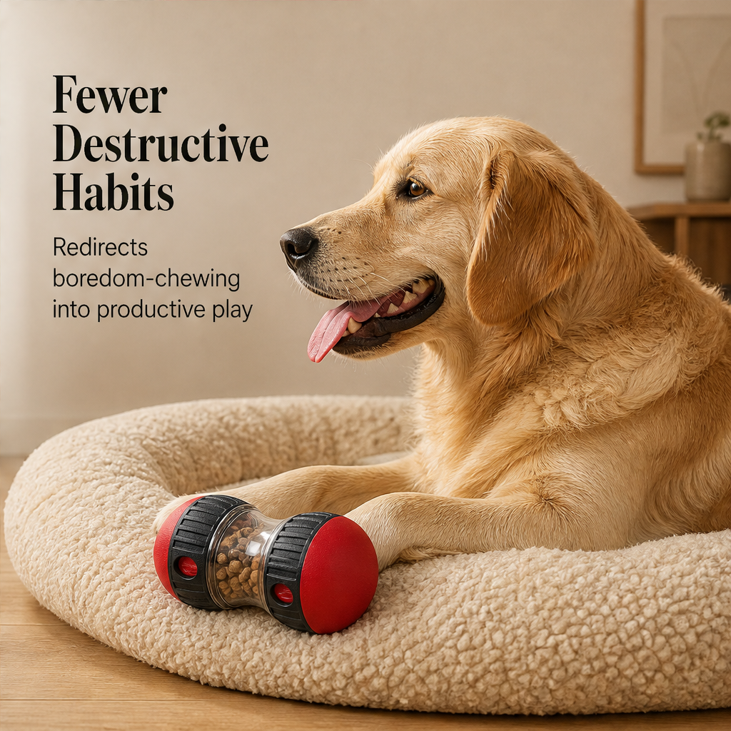 Rovella – Slow-Feeding Rolling Puzzle Dog Toy + 50% OFF features