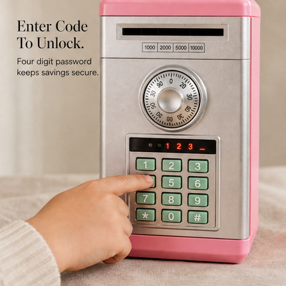 SaverVault – Password-Protected Mini ATM Piggy Bank for Kids + 50% OFF detail