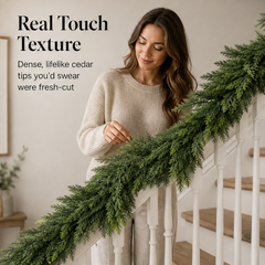 Cedarmere – Real Touch Full 6ft Artificial Cedar Garland + 50% OFF