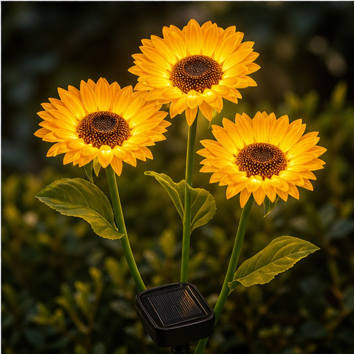 Sunhaven Bloom – Solar-Powered 3-Head Sunflower Stake Lights lifestyle