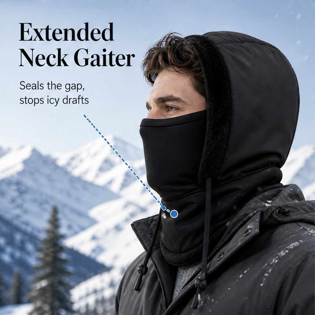 Hearthguard – Plush-Lined Thermal Hood with Built-In Face Mask + 50% OFF features