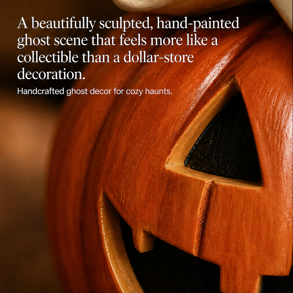 Hollowmere – Hand-Painted Resin Ghost Wine Night Halloween Decor + 50% OFF detail