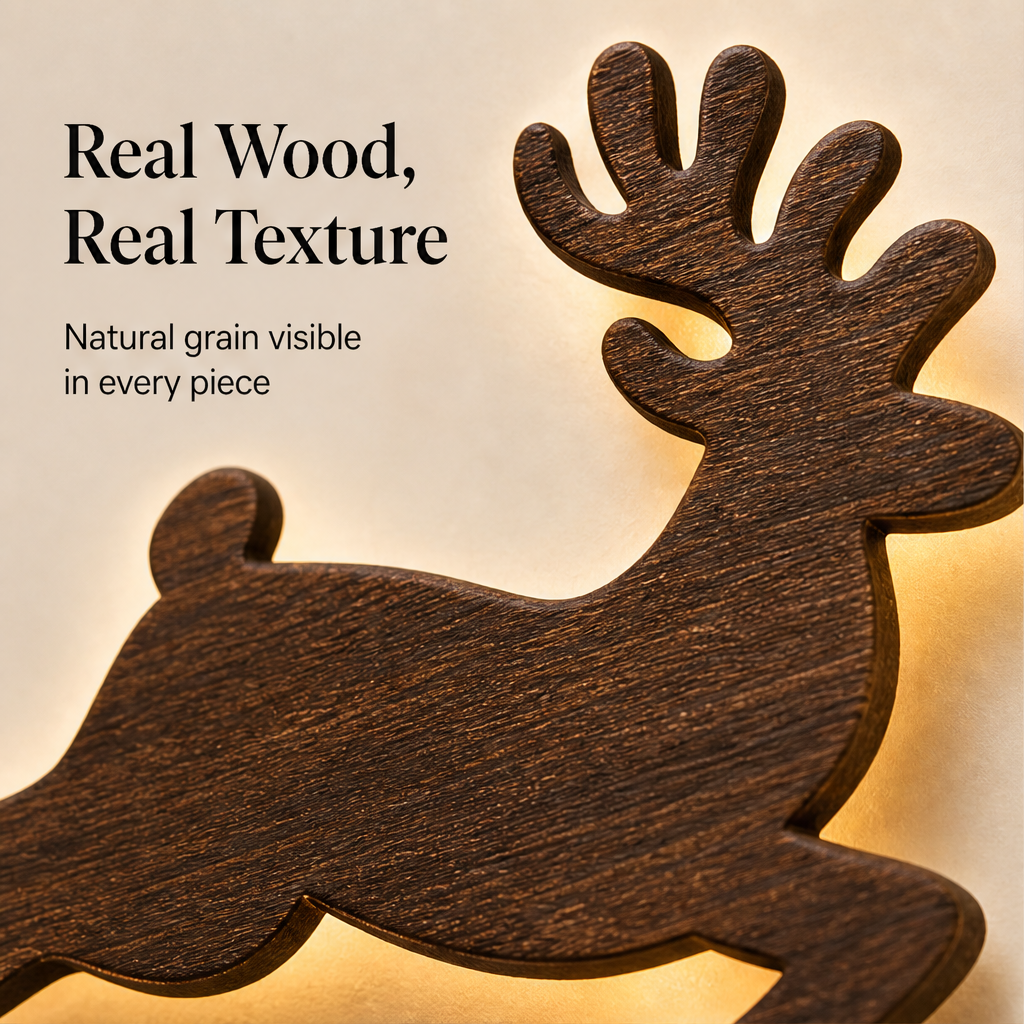 Hearthwick – Peel-and-Stick LED Wooden Santa Sleigh Wall Decor + 50% OFF detail