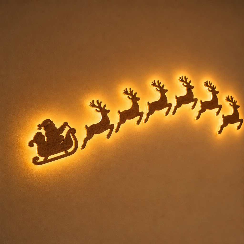 Hearthwick – Peel-and-Stick LED Wooden Santa Sleigh Wall Decor + 50% OFF lifestyle