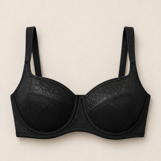 Lumielle – Lightly Padded Shimmer Balconette Bra with Invisible Lift + 1+1 FREE Black