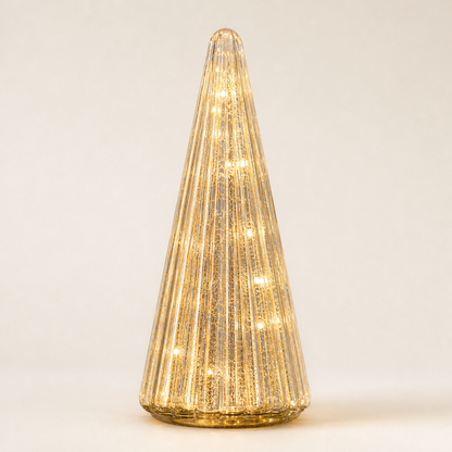 Glowmere – Mercury Glass LED Christmas Trees, Set of 5 + 50% OFF Gold