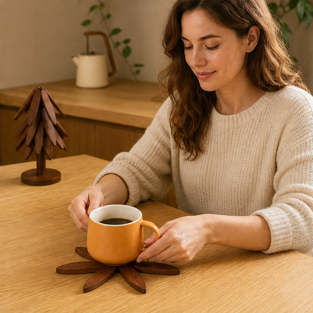 Pinegrove – Foldable Tree Design Wooden Trivet Set of 4 + 50% OFF lifestyle