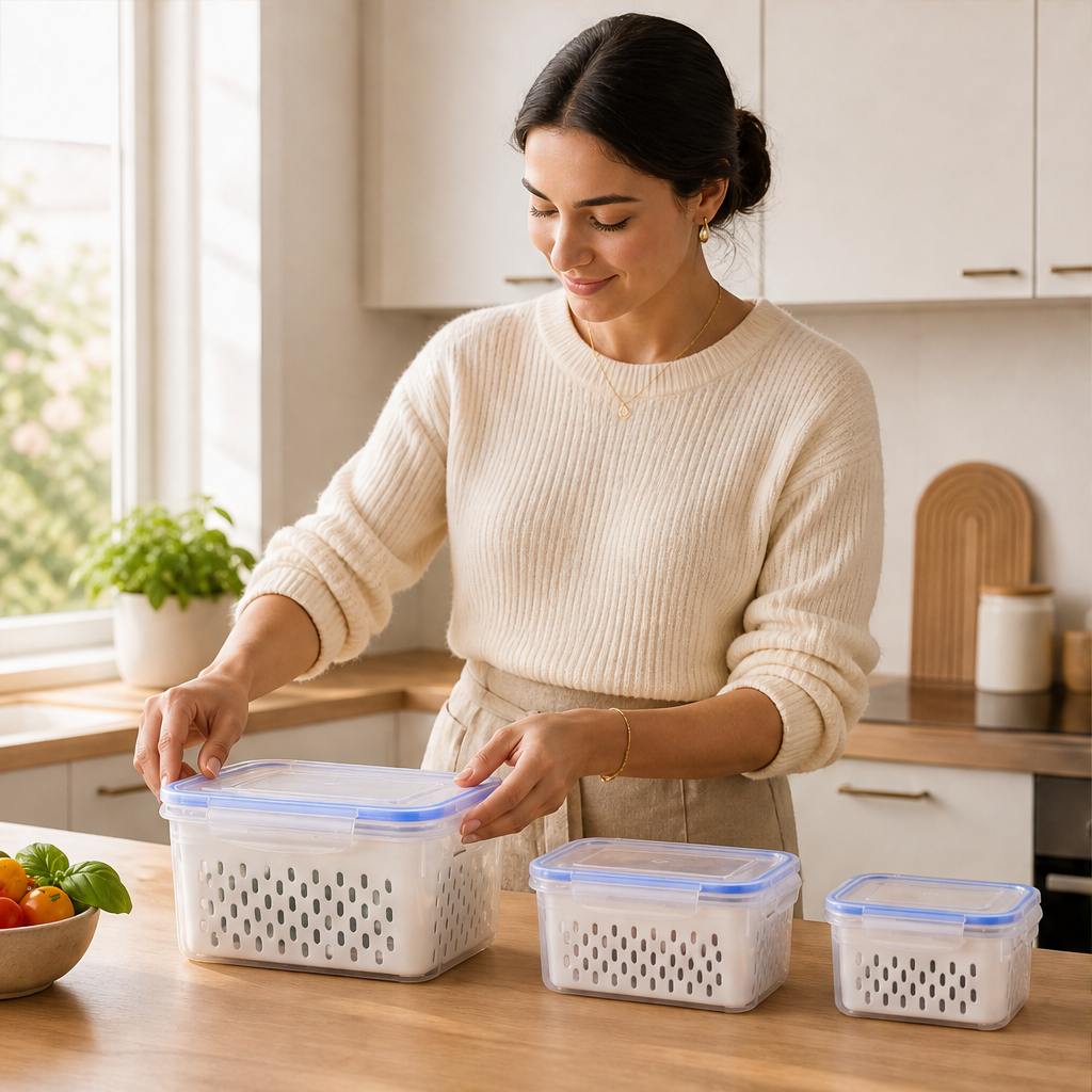 Crispholm – Drainer Basket Airtight Food Storage Container Set + 50% OFF lifestyle