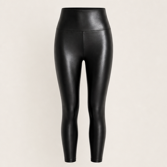 Cordelle – High-Waisted PU Leather Leggings with Thermal Lining + 50% OFF Black