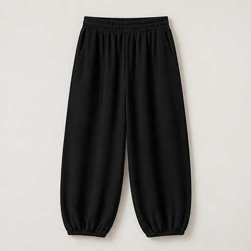 Willowdrift – Elastic Waist Wide Leg Palazzo Pants with Pockets Black