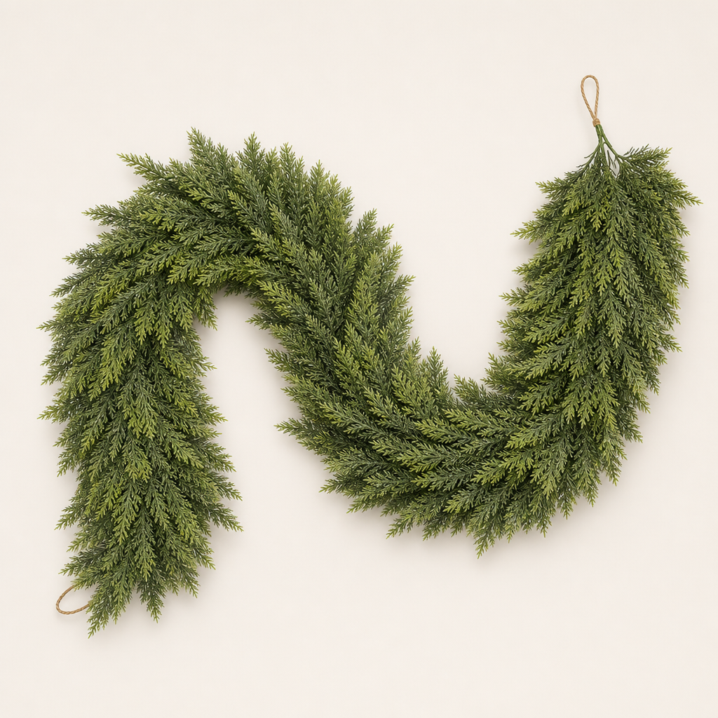 Cedarmere – Real Touch Full 6ft Artificial Cedar Garland + 50% OFF Green