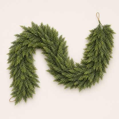 Cedarmere – Real Touch Full 6ft Artificial Cedar Garland + 50% OFF Green