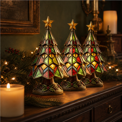 Amberglow Hollis – Stained-Glass Style Lit Christmas Tree Table Lamp + 50% OFF lifestyle