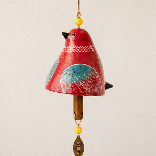 Sparrowbloom – Hand-Painted Folk Art Bird Wind Chime + 50% OFF Red