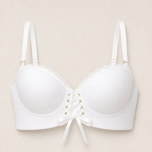 Corsetta Belle – Lace-Up Strapless Push-Up Bra + 1+1 FREE White