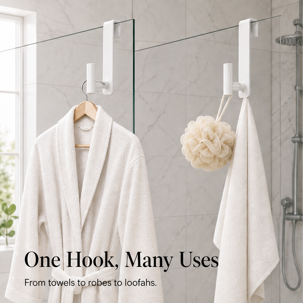 Clearwick – No-Drill Extended Arm Over The Shower Door Hooks + 50% OFF detail