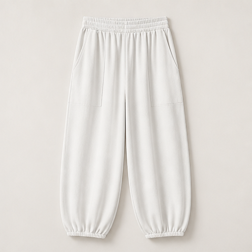 Willowdrift – Elastic Waist Wide Leg Palazzo Pants with Pockets White
