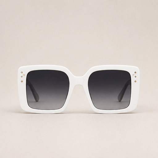 Bellaframe – Oversized Square Frame Gradient Lens Sunglasses White