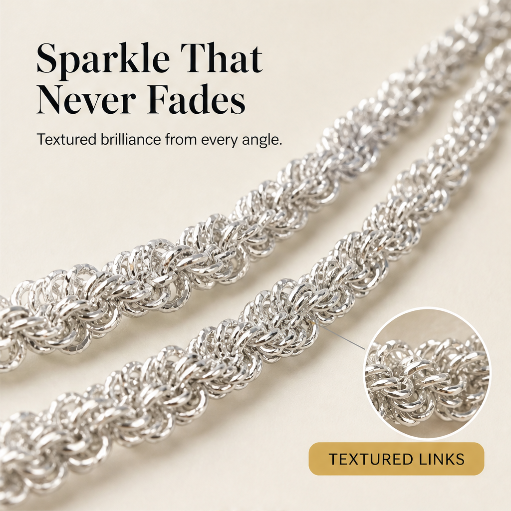 Sunclasp – Double-Layer Sparkle Chain Silver Ankle Bracelet + 1+1 FREE features
