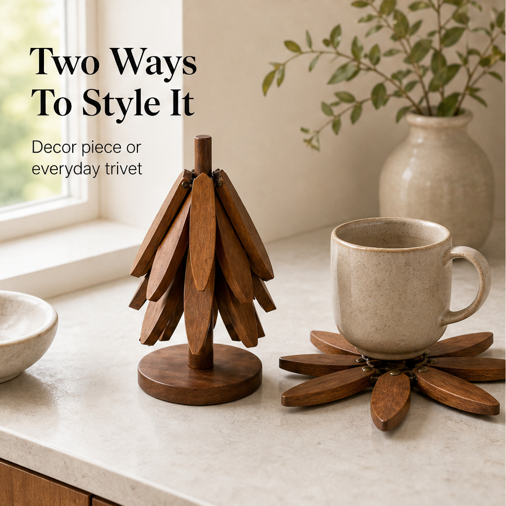 Pinegrove – Foldable Tree Design Wooden Trivet Set of 4 + 50% OFF detail