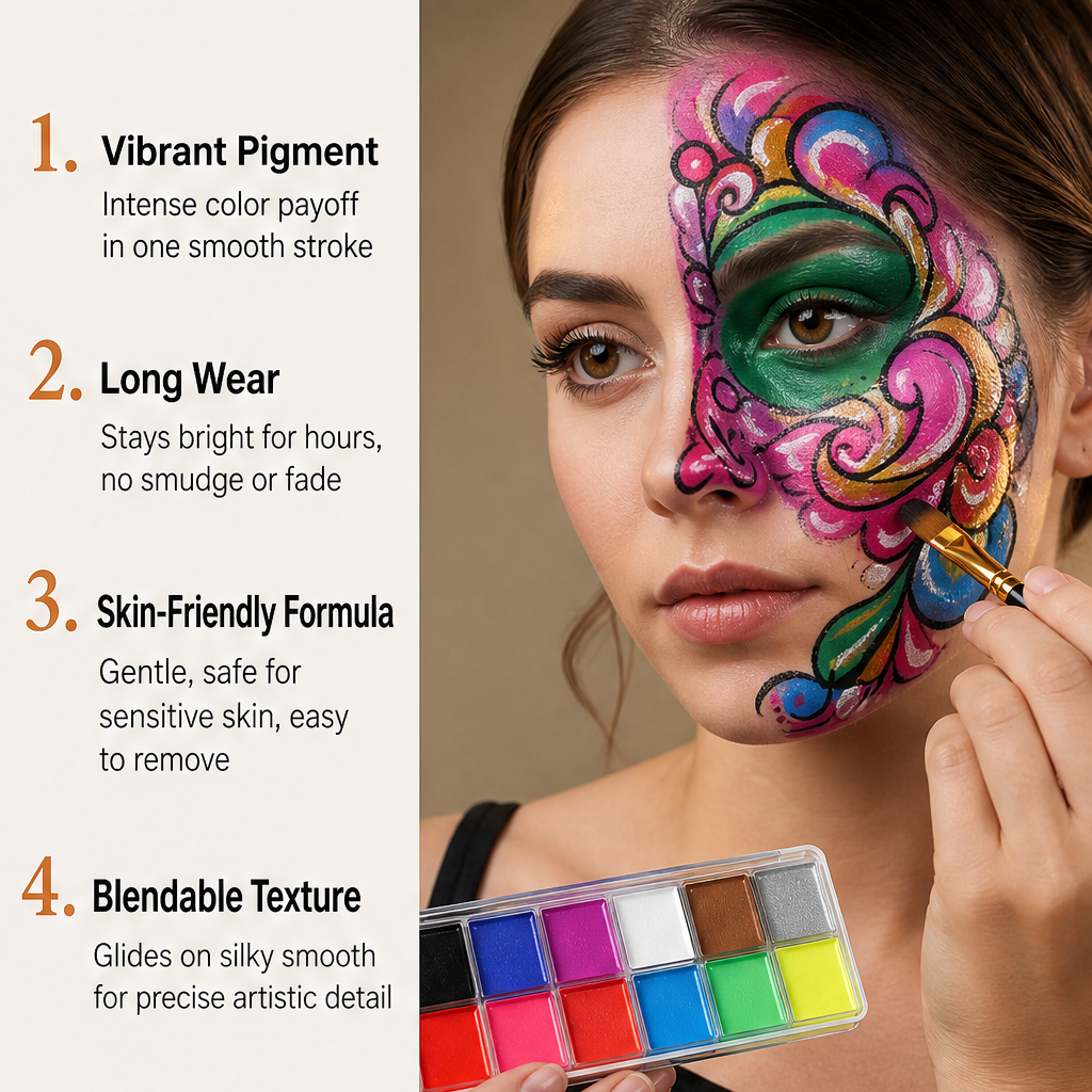Hueforge – Smooth, Highly Pigmented, Long-Lasting Face Body Paint Palette + 50% OFF features