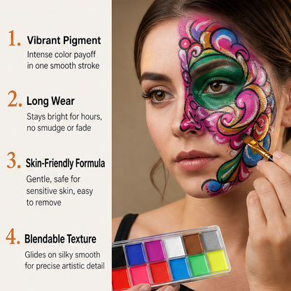 Hueforge – Smooth, Highly Pigmented, Long-Lasting Face Body Paint Palette + 50% OFF features