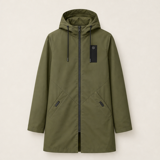 Marlowick – Water-Repellent Hooded Mid-Length Coat + 50% OFF Olive