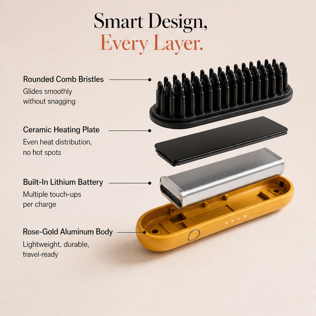 Cresslyn – Cordless Rechargeable Heated Styling Comb for Bangs and Volume + 50% OFF detail