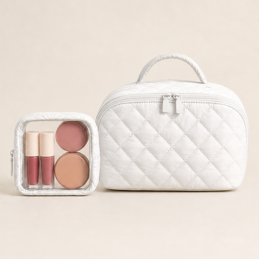 Layflat Studio – 180° Lay-Flat Quilted Travel Makeup Bag + 50% OFF White