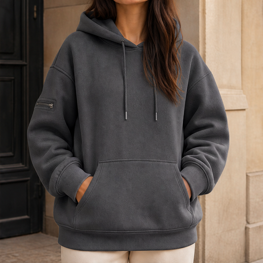Driftwick – Cozy Fleece Hoodie with Built-In Sleep Mask + 50% OFF Grey