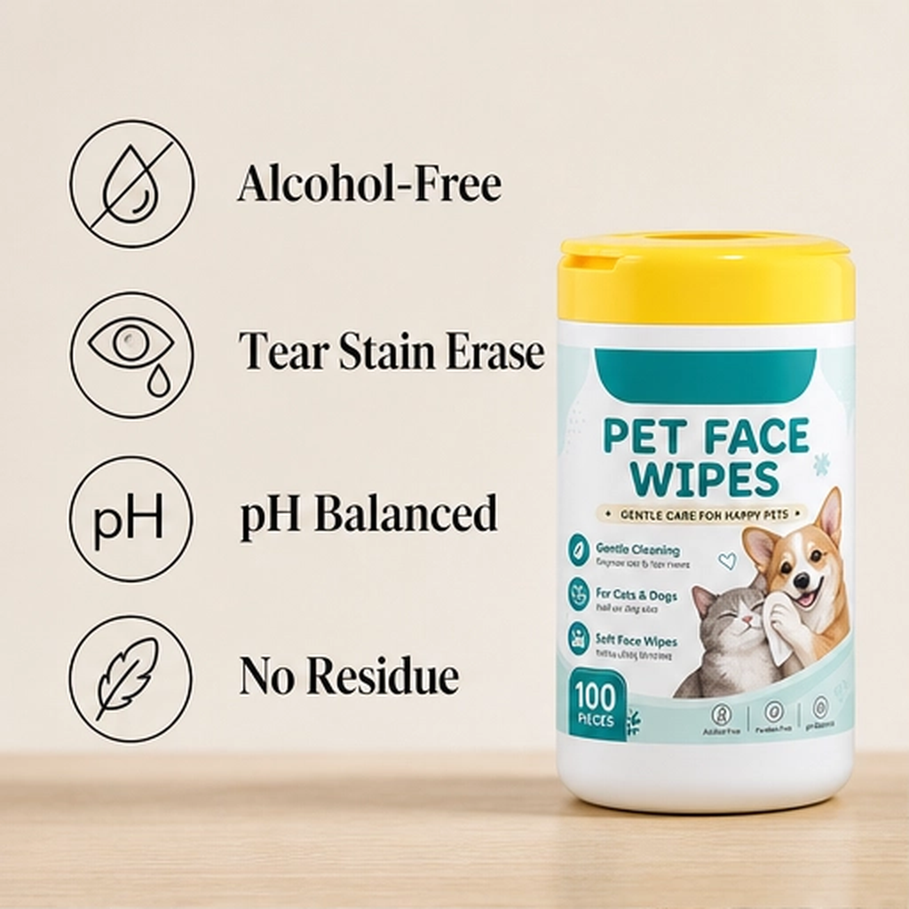 Whiskerly – Alcohol-Free Pet Face & Tear Stain Wipes for Cats & Dogs + 50% OFF