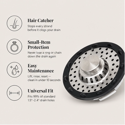 Steelbrook – 3-in-1 Pop-Up Stainless Steel Sink Stopper & Strainer + 50% OFF