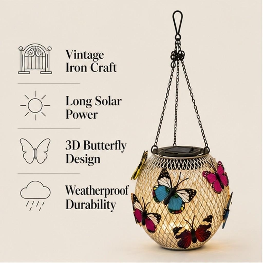 Flutterglow – Solar Butterfly Hanging Lantern for Garden & Patio + 50% OFF